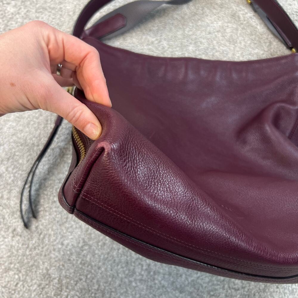 Fossil Amelia Burgundy Leather Convertible Hobo Shoulder Purse Bag - Picture 8 of 14